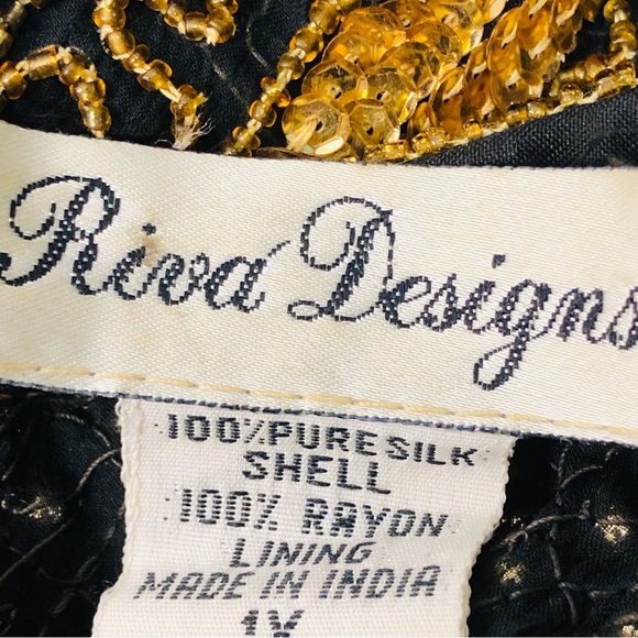 Vintage Riva Designs beaded and sequins black and gold dress SZ 1X. I-6 - Picture 12 of 13